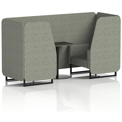 Brixworth 2 Seater Booth with Table, Black Legs, Black Table, Rivet Fabric, Vitreous Panels And Sofa