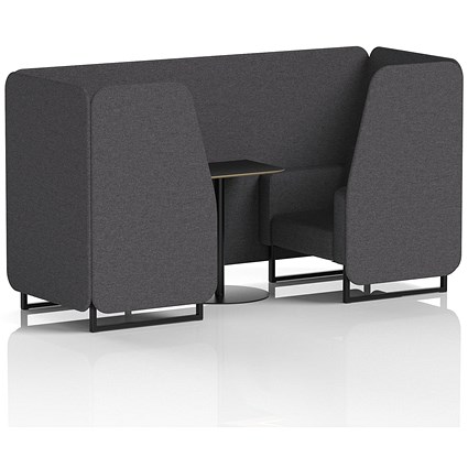 Brixworth 2 Seater Booth with Table, Black Legs, Black Table, X2 Fabric, Arithmetic Panels And Sofa