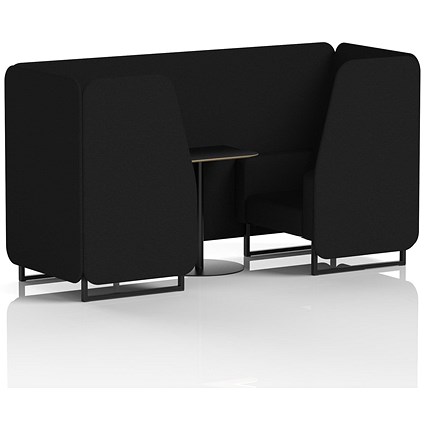 Brixworth 2 Seater Booth with Table, Black Legs, Black Table, X2 Fabric, Diameter Panels And Sofa