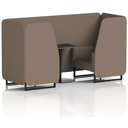 Brixworth 2 Seater Booth with Table, Black Legs, Black Table, X2 Fabric, Theory Panels And Sofa