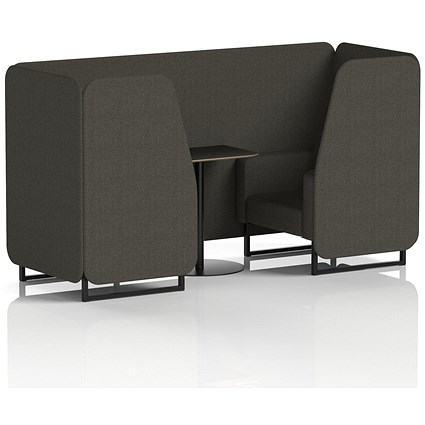 Brixworth 2 Seater Booth with Table, Black Legs, Black Table, Main Line Flax Fabric, Temple Panels And Sofa