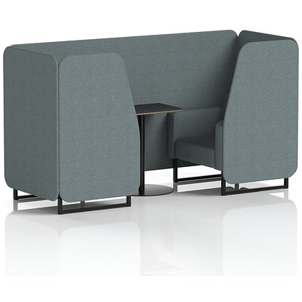 Brixworth 2 Seater Booth with Table, Black Legs, Black Table, Main Line Flax Fabric, Westminster Panels And Sofa
