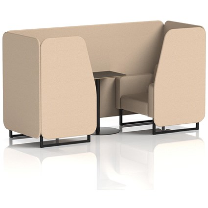 Brixworth 2 Seater Booth with Table, Black Legs, Black Table, Synergy Fabric, Affix Panels And Sofa