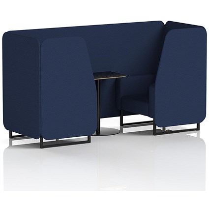 Brixworth 2 Seater Booth with Table, Black Legs, Black Table, Synergy Fabric, Alike Panels And Sofa