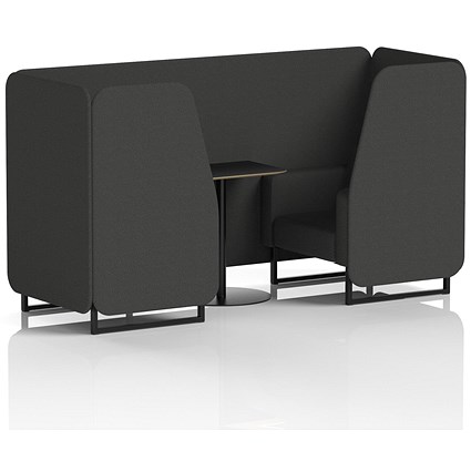 Brixworth 2 Seater Booth with Table, Black Legs, Black Table, Synergy Fabric, Mix Panels And Sofa