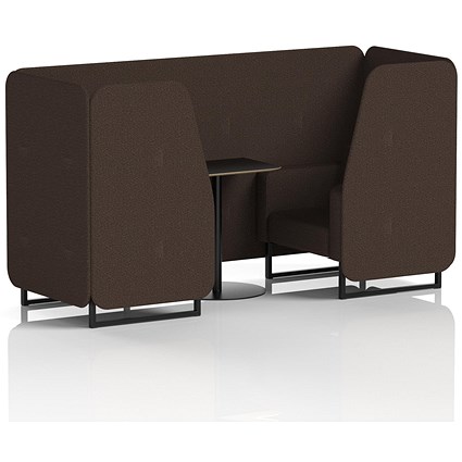 Brixworth 2 Seater Booth with Table, Black Legs, Black Table, Synergy Fabric, Wed Panels And Sofa