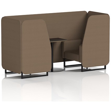 Brixworth 2 Seater Booth with Table, Black Legs, Black Table, Sumi Fabric, Osaka Panels And Sofa