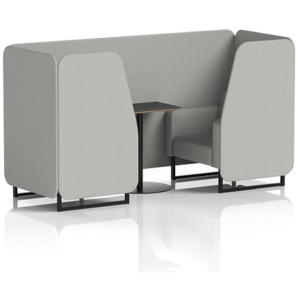 Brixworth 2 Seater Booth with Table, Black Legs, Black Table, Sumi Fabric, Tokyo Panels And Sofa