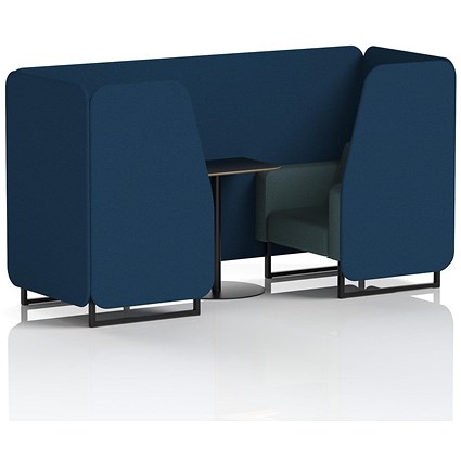 Brixworth 2 Seater Booth with Table, Black Legs, Black Table, X2 Fabric, Calculus Panels And Polygon Sofa