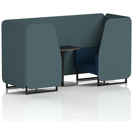 Brixworth 2 Seater Booth with Table, Black Legs, Black Table, X2 Fabric, Polygon Panels And Calculus Sofa