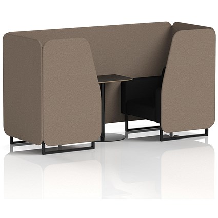 Brixworth 2 Seater Booth with Table, Black Legs, Black Table, X2 Fabric, Theory Panels And Diameter Sofa