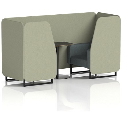 Brixworth 2 Seater Booth with Table, Black Legs, Black Table, Main Line Flax Fabric, Newbury Panels And Westminster Sofa