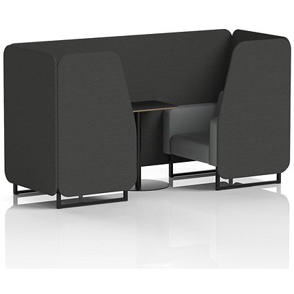Brixworth 2 Seater Booth with Table, Black Legs, Black Table, Synergy Fabric, Mix Panels And Partner Sofa