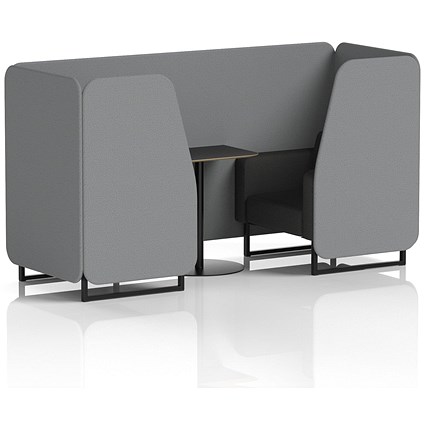 Brixworth 2 Seater Booth with Table, Black Legs, Black Table, Synergy Fabric, Partner Panels And Mix Sofa
