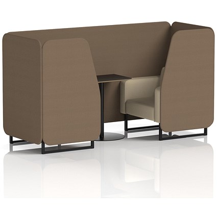 Brixworth 2 Seater Booth with Table, Black Legs, Black Table, Sumi Fabric, Osaka Panels And Zen Sofa