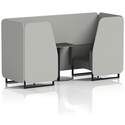 Brixworth 2 Seater Booth with Table, Black Legs, Black Table, Sumi Fabric, Tokyo Panels And Kobe Sofa