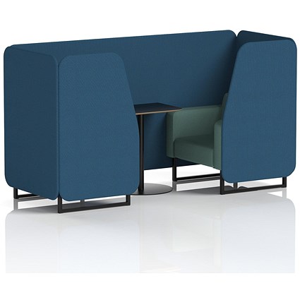 Brixworth 2 Seater Booth with Table, Black Legs, Black Table, Sumi Fabric, Uto Panels And Handa Sofa