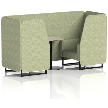 Brixworth 2 Seater Booth with Table, Black Legs, Grey/Black Table, Rivet Fabric, Burnish Panels And Sofa