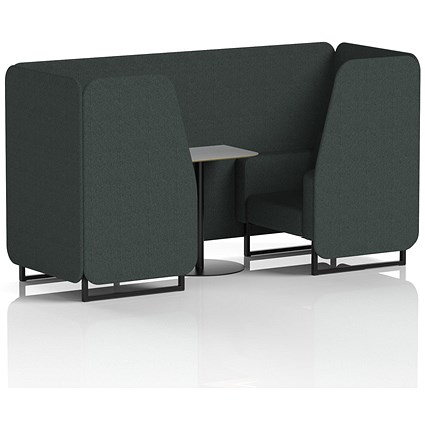 Brixworth 2 Seater Booth with Table, Black Legs, Grey/Black Table, Rivet Fabric, Charcoal Panels And Sofa