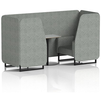 Brixworth 2 Seater Booth with Table, Black Legs, Grey/Black Table, Rivet Fabric, Prime Panels And Sofa