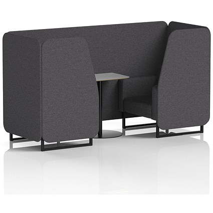 Brixworth 2 Seater Booth with Table, Black Legs, Grey/Black Table, X2 Fabric, Arithmetic Panels And Sofa