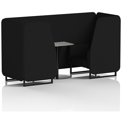 Brixworth 2 Seater Booth with Table, Black Legs, Grey/Black Table, X2 Fabric, Diameter Panels And Sofa