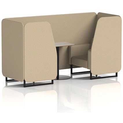 Brixworth 2 Seater Booth with Table, Black Legs, Grey/Black Table, Main Line Flax Fabric, Upminster Panels And Sofa