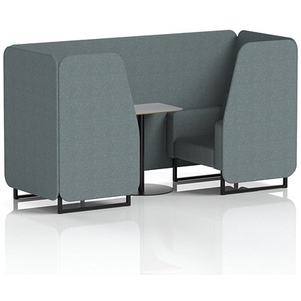 Brixworth 2 Seater Booth with Table, Black Legs, Grey/Black Table, Main Line Flax Fabric, Westminster Panels And Sofa