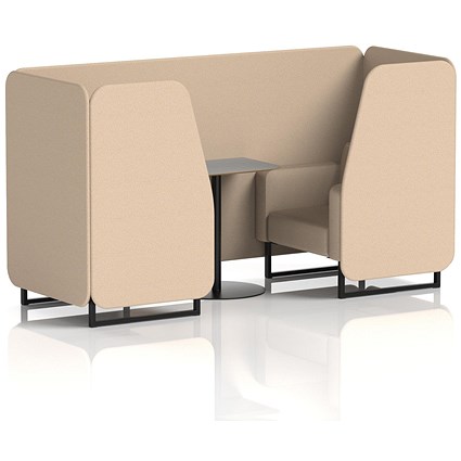 Brixworth 2 Seater Booth with Table, Black Legs, Grey/Black Table, Synergy Fabric, Affix Panels And Sofa