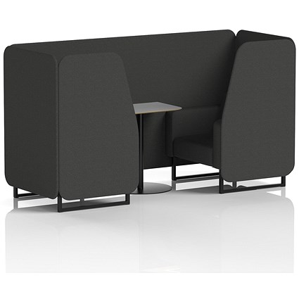 Brixworth 2 Seater Booth with Table, Black Legs, Grey/Black Table, Synergy Fabric, Mix Panels And Sofa