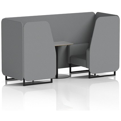 Brixworth 2 Seater Booth with Table, Black Legs, Grey/Black Table, Synergy Fabric, Partner Panels And Sofa
