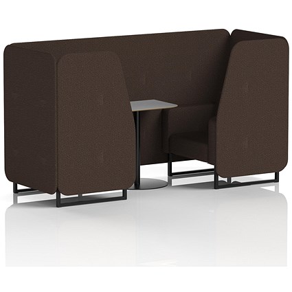 Brixworth 2 Seater Booth with Table, Black Legs, Grey/Black Table, Synergy Fabric, Wed Panels And Sofa
