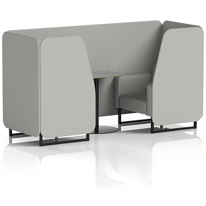 Brixworth 2 Seater Booth with Table, Black Legs, Grey/Black Table, Sumi Fabric, Tokyo Panels And Sofa