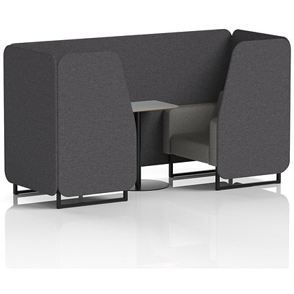 Brixworth 2 Seater Booth with Table, Black Legs, Grey/Black Table, X2 Fabric, Arithmetic Panels And Number Sofa