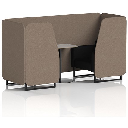 Brixworth 2 Seater Booth with Table, Black Legs, Grey/Black Table, X2 Fabric, Theory Panels And Diameter Sofa