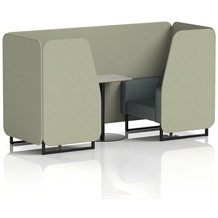 Brixworth 2 Seater Booth with Table, Black Legs, Grey/Black Table, Main Line Flax Fabric, Newbury Panels And Westminster Sofa