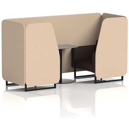 Brixworth 2 Seater Booth with Table, Black Legs, Grey/Black Table, Synergy Fabric, Affix Panels And Wed Sofa