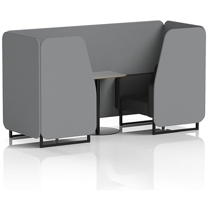 Brixworth 2 Seater Booth with Table, Black Legs, Grey/Black Table, Synergy Fabric, Partner Panels And Mix Sofa