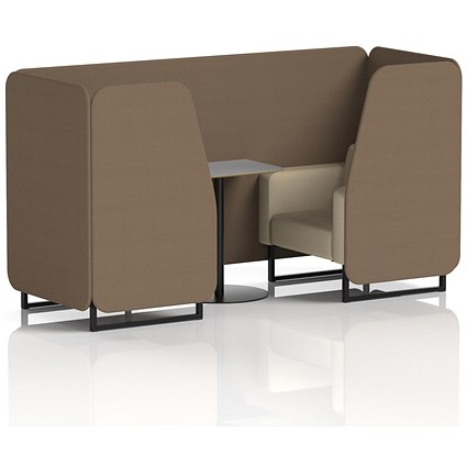 Brixworth 2 Seater Booth with Table, Black Legs, Grey/Black Table, Sumi Fabric, Osaka Panels And Zen Sofa