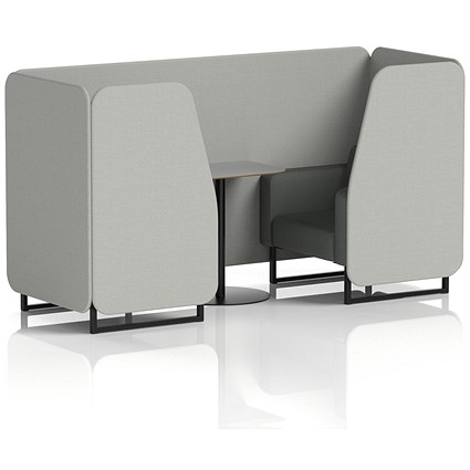 Brixworth 2 Seater Booth with Table, Black Legs, Grey/Black Table, Sumi Fabric, Tokyo Panels And Kobe Sofa