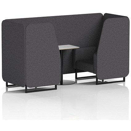 Brixworth 2 Seater Booth with Table, Black Legs, White/Black Table, X2 Fabric, Arithmetic Panels And Sofa