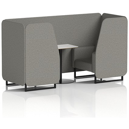 Brixworth 2 Seater Booth with Table, Black Legs, White/Black Table, X2 Fabric, Number Panels And Sofa