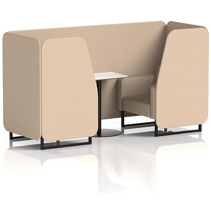 Brixworth 2 Seater Booth with Table, Black Legs, White/Black Table, Synergy Fabric, Affix Panels And Sofa