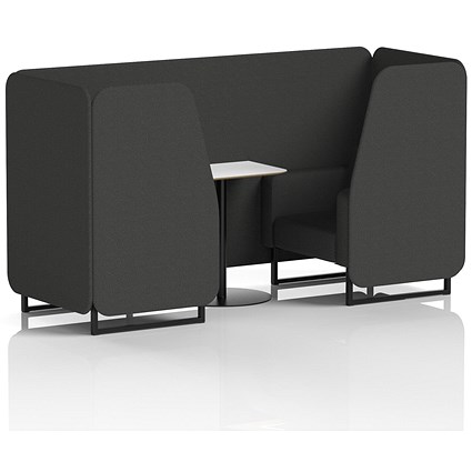 Brixworth 2 Seater Booth with Table, Black Legs, White/Black Table, Synergy Fabric, Mix Panels And Sofa
