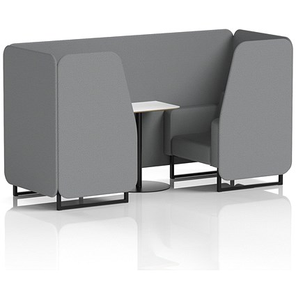 Brixworth 2 Seater Booth with Table, Black Legs, White/Black Table, Synergy Fabric, Partner Panels And Sofa