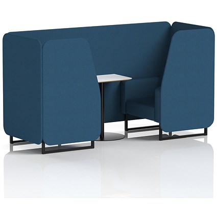 Brixworth 2 Seater Booth with Table, Black Legs, White/Black Table, Sumi Fabric, Uto Panels And Sofa