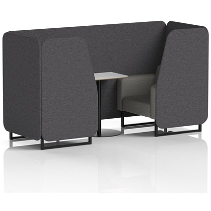 Brixworth 2 Seater Booth with Table, Black Legs, White/Black Table, X2 Fabric, Arithmetic Panels And Number Sofa