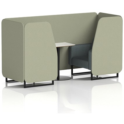Brixworth 2 Seater Booth with Table, Black Legs, White/Black Table, Main Line Flax Fabric, Newbury Panels And Westminster Sofa