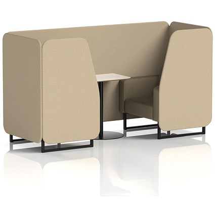 Brixworth 2 Seater Booth with Table, Black Legs, White/Black Table, Main Line Flax Fabric, Upminster Panels And Bank Sofa Brixworth 2 Seater Booth with Table, Black Legs, White/Black Table, Main Line Flax Fabric, Upminster Panels And Bank Sofa