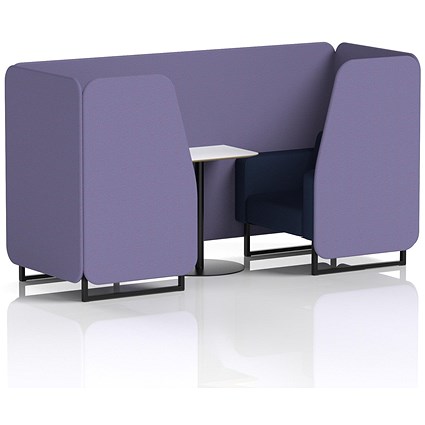 Brixworth 2 Seater Booth with Table, Black Legs, White/Black Table, Synergy Fabric, Order Panels And Alike Sofa